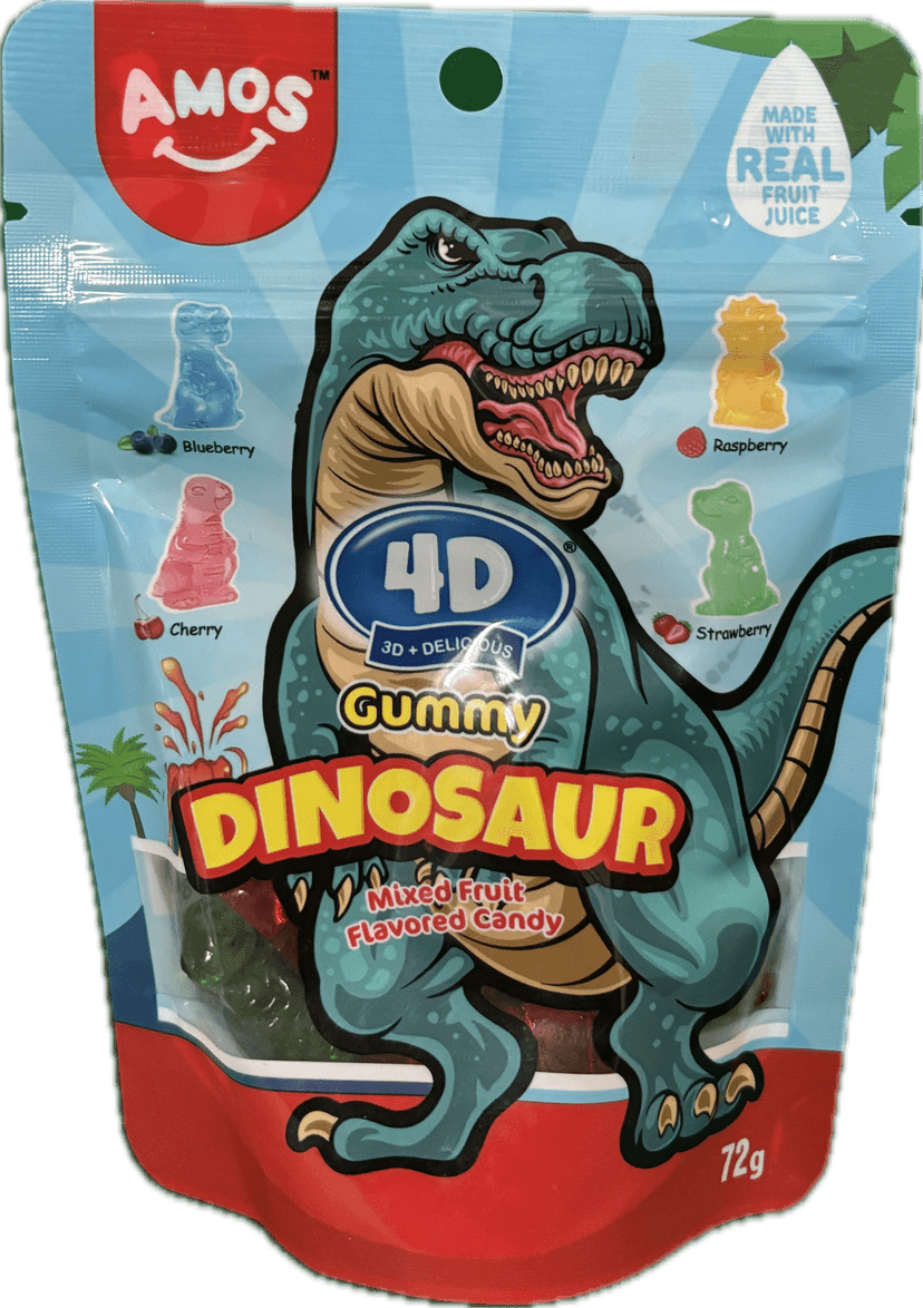Amos 4D Gummy Dinosaurs 72g*36